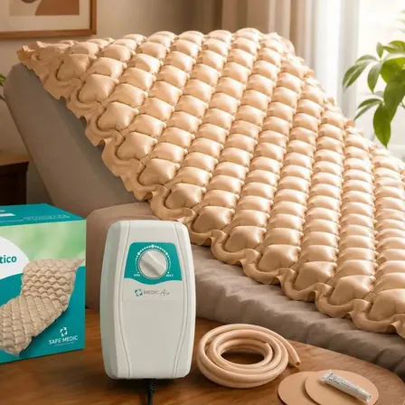 Colchao Pneumatico Hospitalar Anti Escaras Medic Plus 130kg Cor Bege Voltagem Da Bomba De Ar 110v