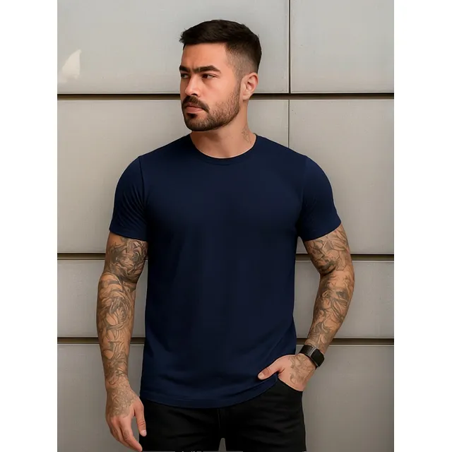 Camiseta Básica Masculina 100% Algodão Premium