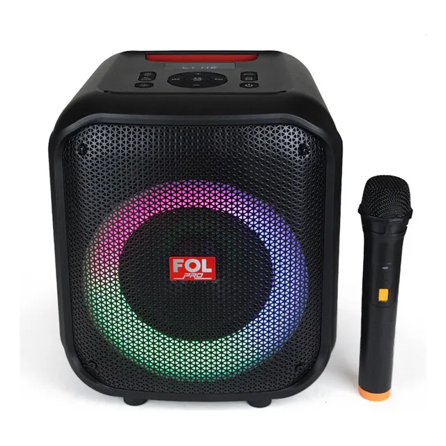 Bocina Portatil Fol Pro Bt L1216 Mic Inalambrico Tws Lcd Color Negro