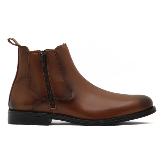 Botines Ferrato Hombre Cafe Vestir Casuales Doble Cierre