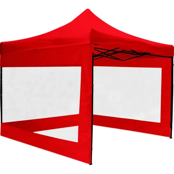 Carpa Toldo 3x3 Plegable Paredes Transparente Tejido 600d Color Rojo