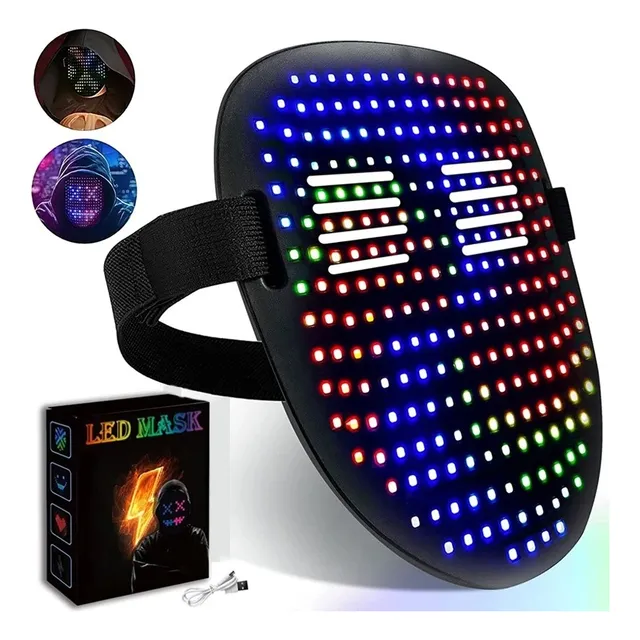 Mascara Led Rgb Recargable 50 Diseños Fiesta Disfraz