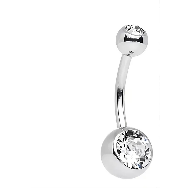 Piercing Ombligo Strass Y Bolita Acero Quirúrgico A Rosca