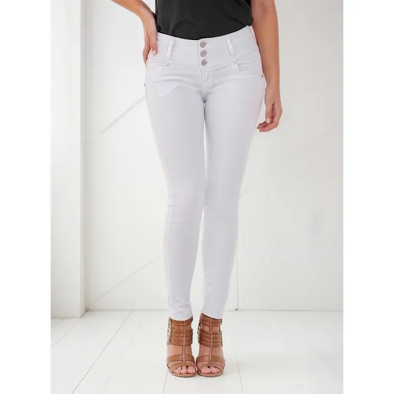Jean Blanco Colombiano Levanta Cola (push Up) - T6621
