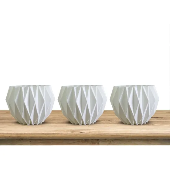 Kit 3 Vasos Cachepot Suculenta Erva Flor Decora Casa Origami