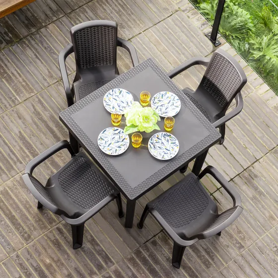 Comedor Para Exterior Tipo Ratan 4 Puestos Infinity Mq