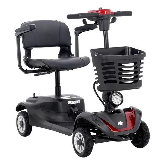 Silla De Ruedas Scooter Eléctrico 4 Ruedas Plegable Luz Led Color Rojo