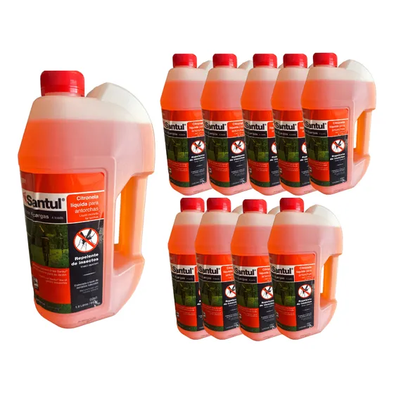 Citronela Liquida Repele Insectos 10pzas Para Antorcha Color Naranja