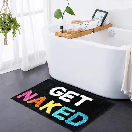 Alfombra Baño Get Naked Antideslizante Rapida Absorcion Pelo