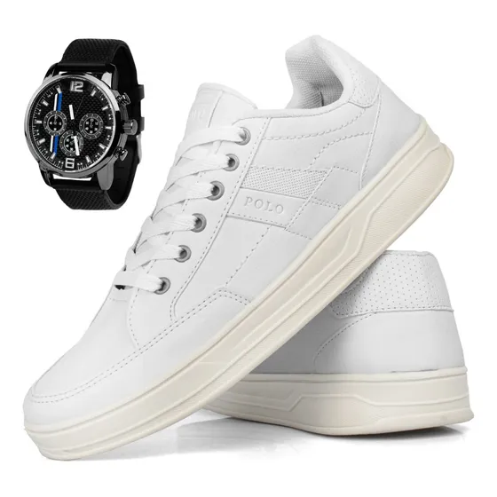 Kit Tenis Sapatenis Masculino Casual Pratico + Relogio