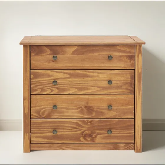 Cómoda Cajonera Alta 4 Cajones Madera Maciza Rustica LG