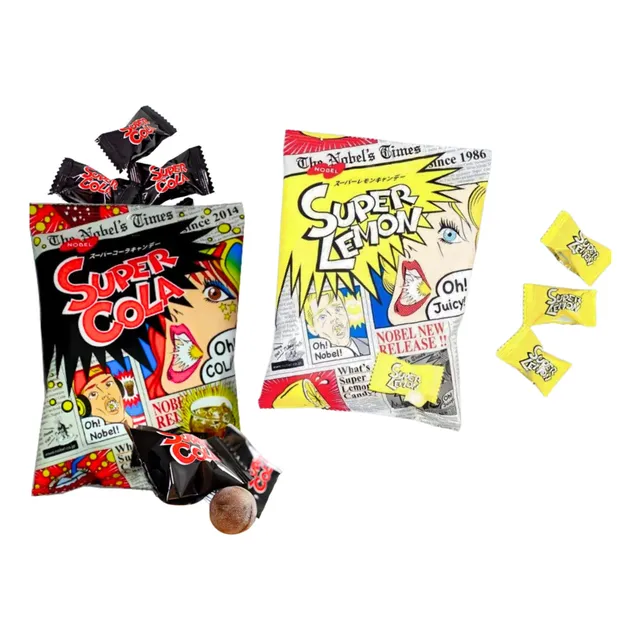 Kit Bala Azeda Super Lemon E Cola 84gr Nobel Importada Japão