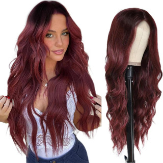 Pelucas De Cabello Natural Largas Onduladas Roja Para Mujer Pelucas De Cabello Natural Largas Onduladas Roja Para Mujer