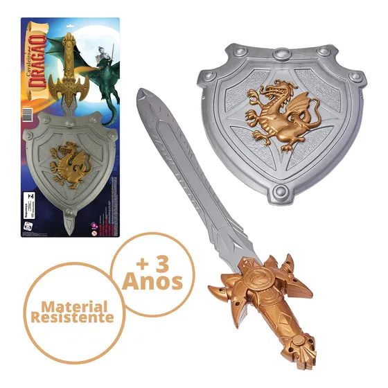 Coleção Heróis Escudo Cavaleiro Espada Pica Pau Brinquedos