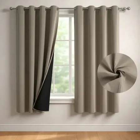 Cortina Blackout 100% Casatua Set De 2 Paños 160x135cm Tela Engomada - Beige