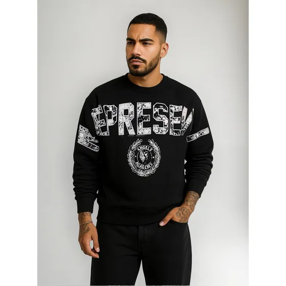 Buzo Cuello Redondo Oversize Hombre Frisa Estampado