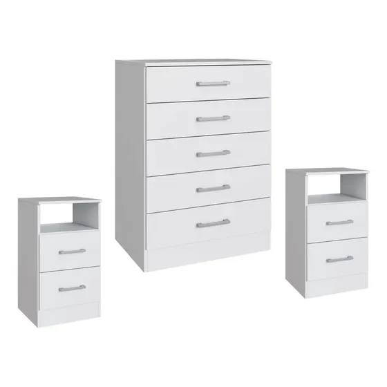 Cómoda Cajonera 5c + 2 Mesas De Luz En Mdp Premium - Ltc