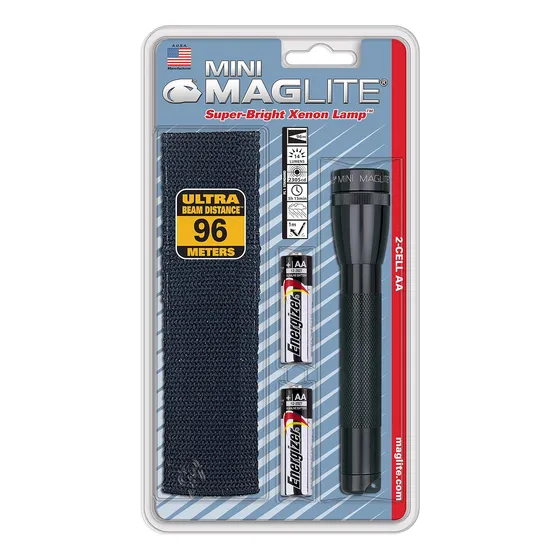 Mini Linterna, Maglite, Incandescente, Con Funda, Negro