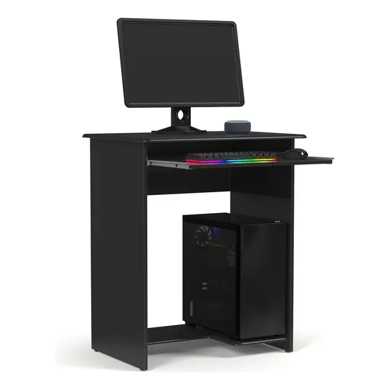 Mesa De Computador Escrivaninha Pratica Com Gaveta para Teclado e Suporte para CPU EJ Móveis Preta