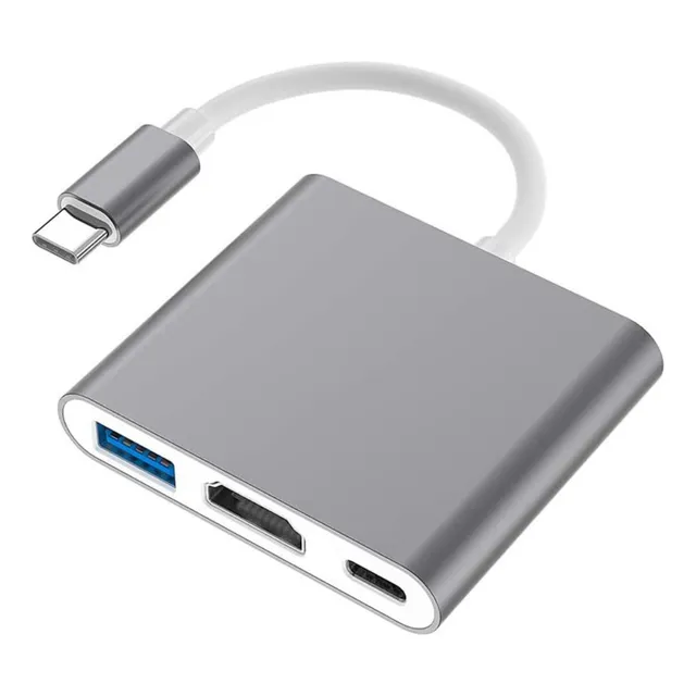 Adaptador Hub 3 En 1 Usb Tipo C A Usb-c Hdmi Usb3.0 Para Mac