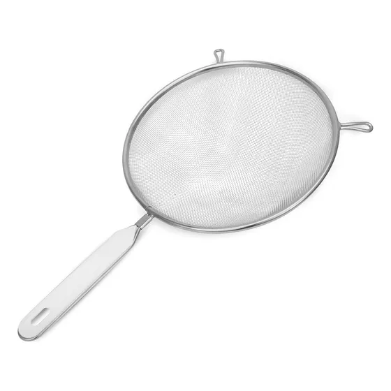 Colador Espumadera Mango Solido Malla Fina De Metal 16cm Color Plateado