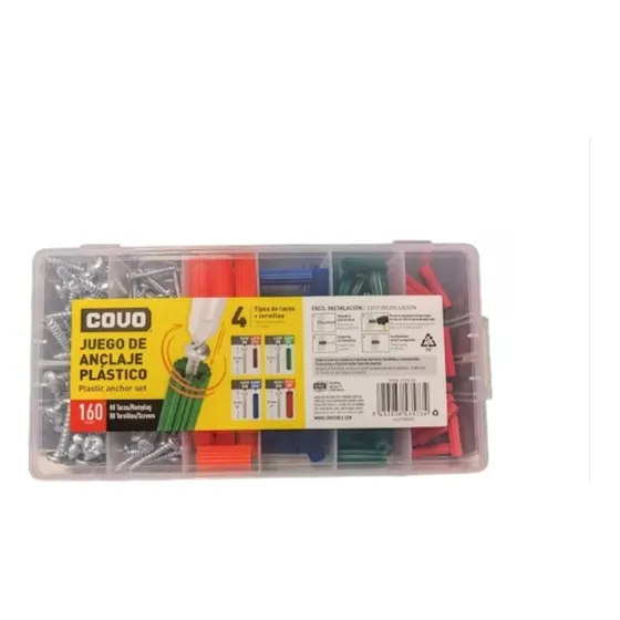 Juego De Anclaje Plástico Tornillos Ramplug 160 Piezas Covo