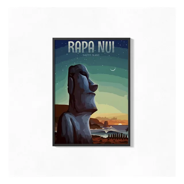 Cuadro Poster 20x30 Rapa Nui Isla De Pacua Chile Moai
