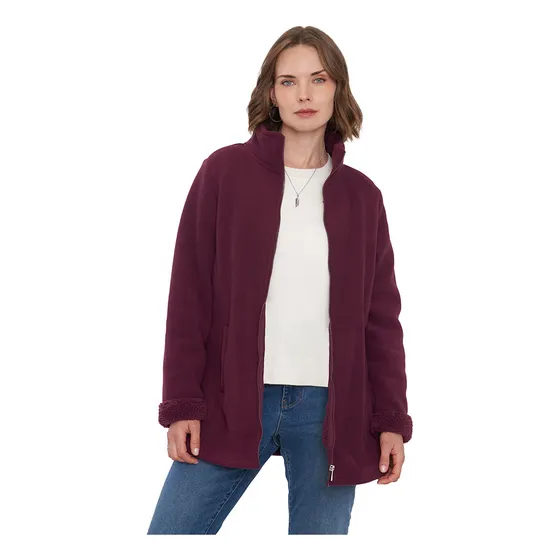 Chaqueta Mujer Polar Larga Burdeo Corona