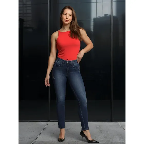 Jeans Mujer Mohicano Pretina Reves Doble Bols.    