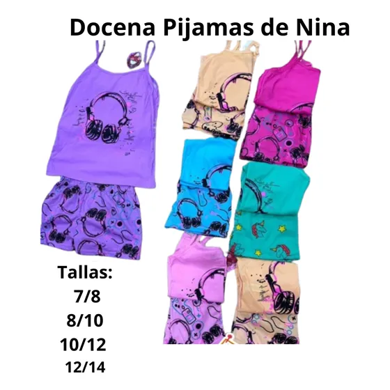 Docena De Pijamas Para Nina, Tallas Varias Colores Short Fra