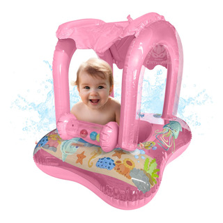 Salvavidas Inflable Infantil Rosa Con Techo Para Bebé Agua Salvavidas Inflable Infantil Rosa Con Techo Para Bebé Agua