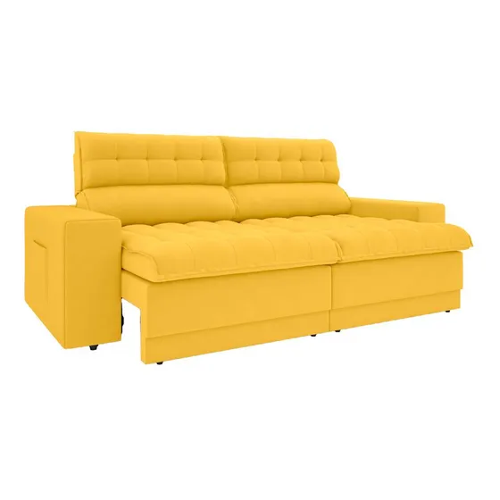 Sofá 4 Lugares Retrátil E Reclinável Omega 2,30m Cor Canário