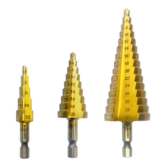 Juego De 3 Mechas Brocas Conicas Escalonadas - 4 A 32 - Euro
