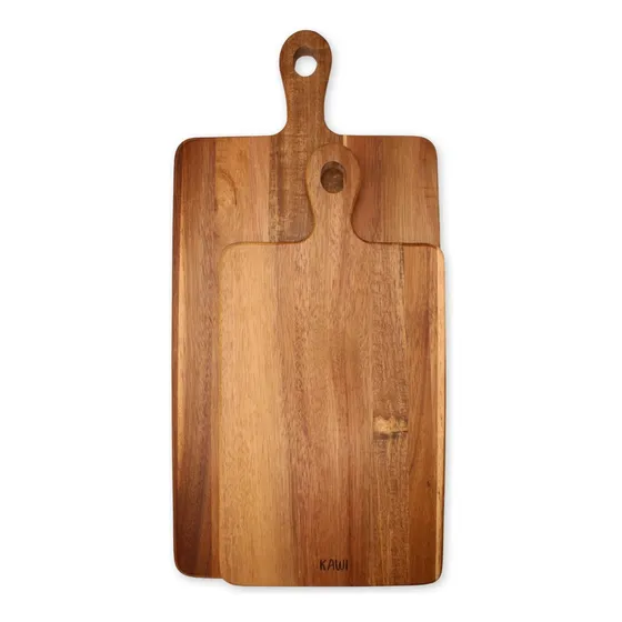 Set 2 Tablas Para Aperitivo De Madera De Acacia Kawi® Color Café