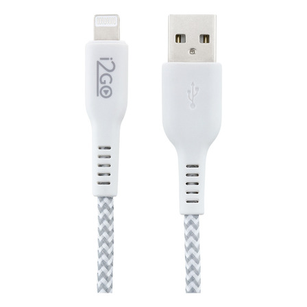 Cabo Lightning 1m I2go Nylon Trançado Branco E Cinza Cabo Lightning 1m I2go Nylon Trançado Branco E Cinza