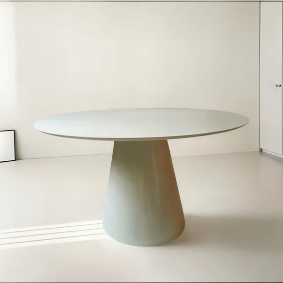 Mesa Tulip Cono 120cm Fibra De Vidrio 75cm Blanco Blanco