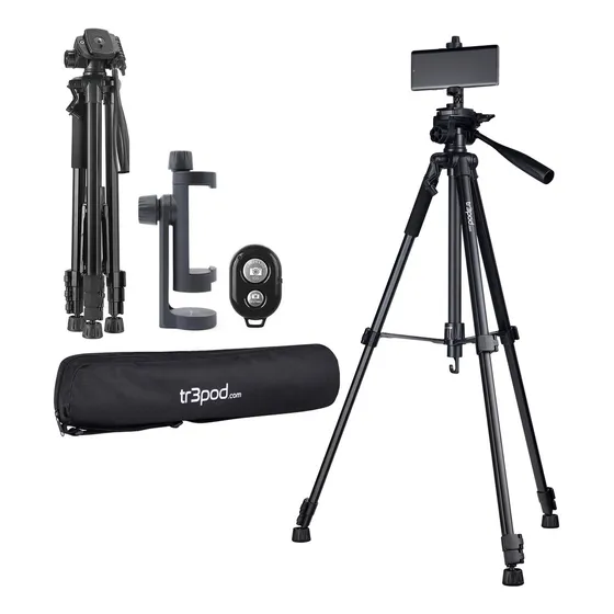 Tripode Camara Celular Tr3pod Aluminio Plegable + Control Negro