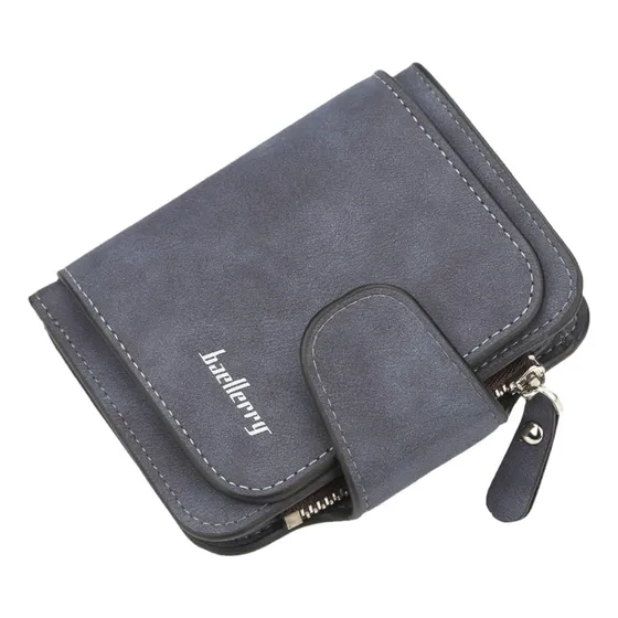 Billetera Plegable De Cuero Cartera Con Cremallera De Mujer