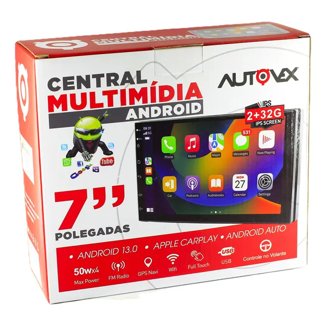 Radio Multimidia Mp7 Android 13 Tela 7 Wifi Gps 32gb 2 Ram