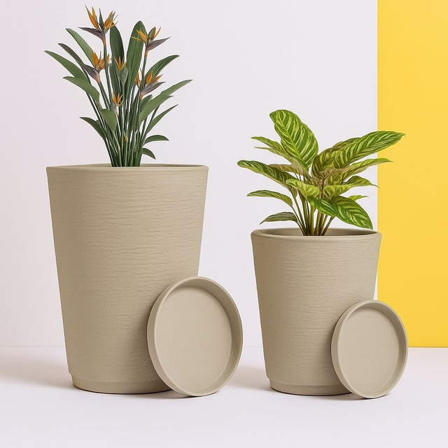 Jogo 2 Vasos Planta Decorativo Jardim Cone Escovado N1 E N2 Jogo 2 Vasos Planta Decorativo Jardim Cone Escovado N1 E N2