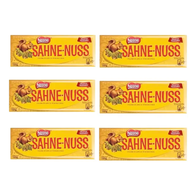 Nestlé Sahne Nuss Tableta 160g Almendra Pack 6 Uni