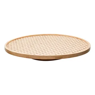 Wolycasa Bandeja Giratória Wolff De Bambu Com Fundo Em Treliça 30cm Natural