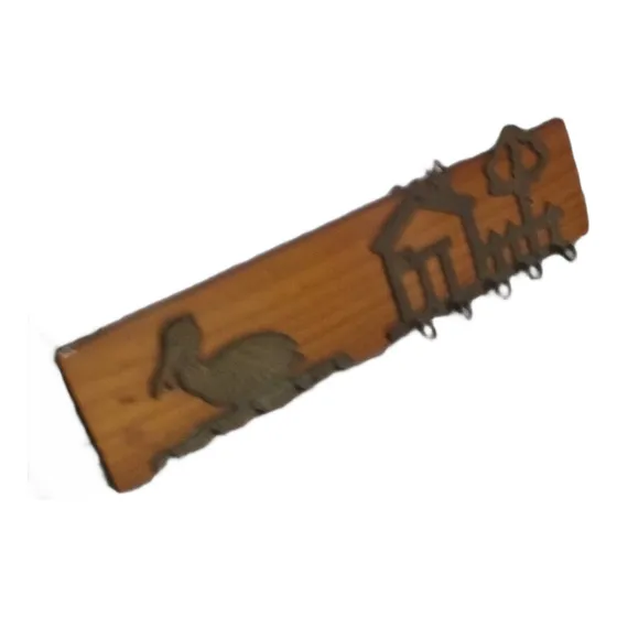 Hogar: Portallaves (colgador) En Madera Y Bronce Usado 