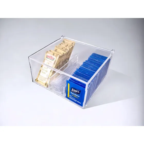 Porta Sachês Açucar Adoçante 3 Compartimentos Em Acrílico