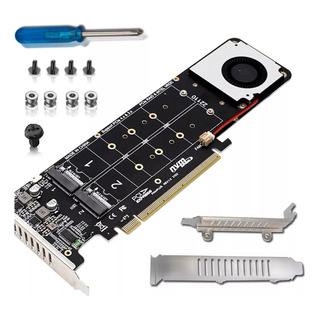 Placa De Expansão Pcie 4.0 X16 M.2 Nvme Ssd, Suporta 4 Ssds Placa De Expansão Pcie 4.0 X16 M.2 Nvme Ssd, Suporta 4 Ssds