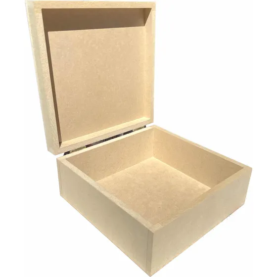 Caja De Madera(mdf 9mm) Cuadrada 20x20x10 Cm Tapa Bisagra