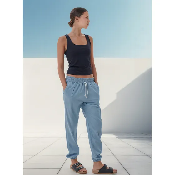 Jogger De Jean Carmela Sky Blue Elastizado 8177 Arizona