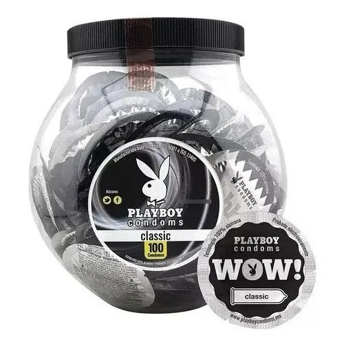 Vitrolero Con 100 Condones Lubricados Playboy Classic