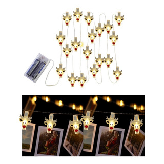 Serie Luz Led 20 Pinzas Navidad 1.90m Para Fotos Serie Luz Led 20 Pinzas Navidad 1.90m Para Fotos