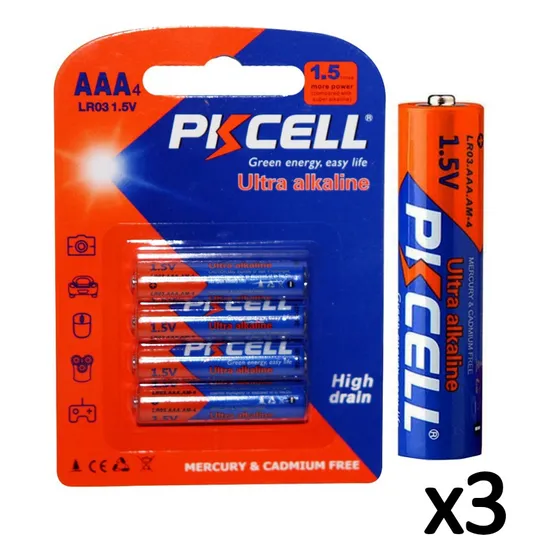 Batería Pila Ultra Alcalinas Aaa Lr03 1.5v Marca Pkcell